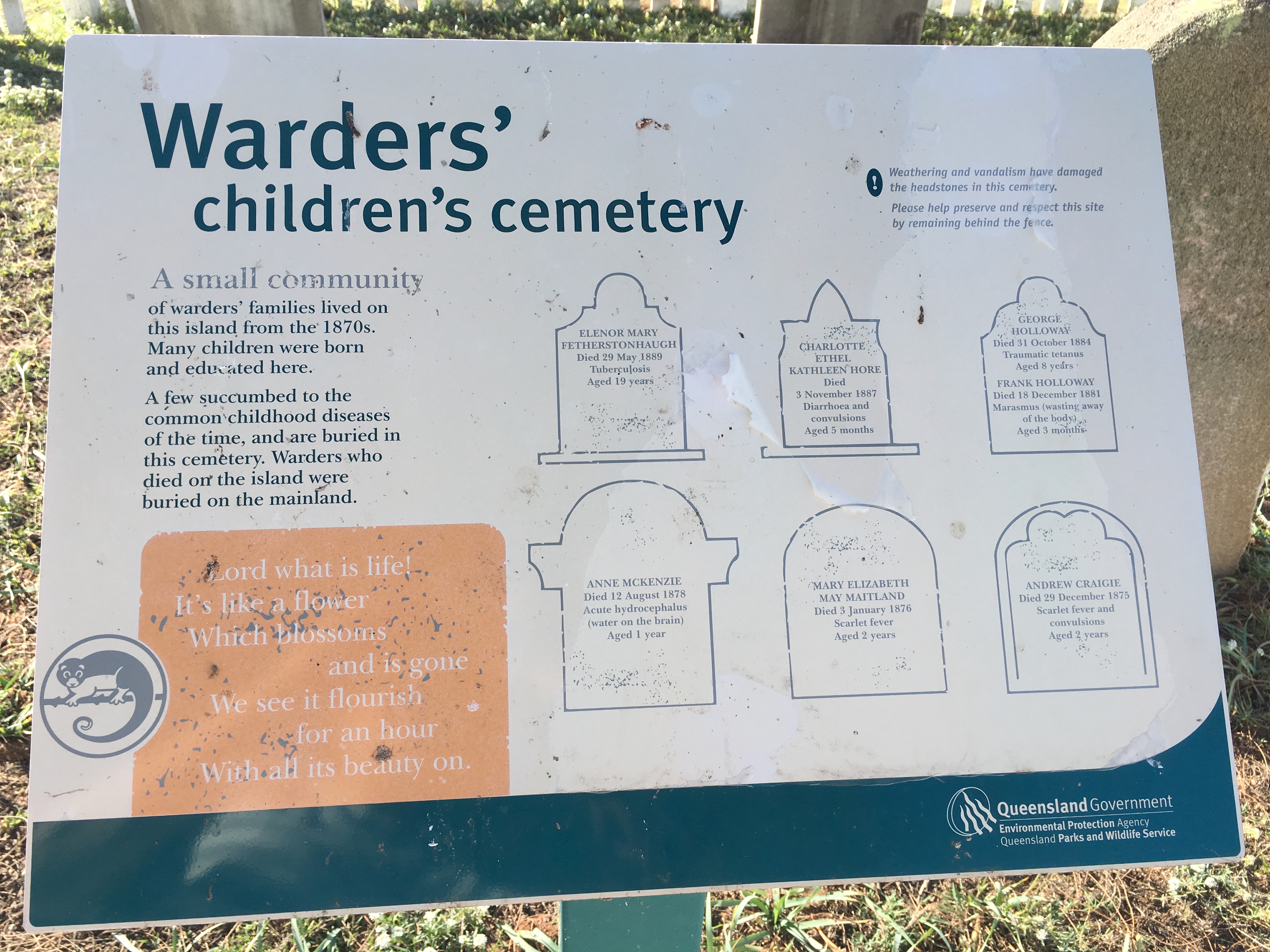 Childrens cemetery sign